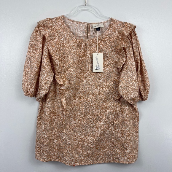 Universal Thread Yellow Floral Top Sz L - Picture 1 of 8